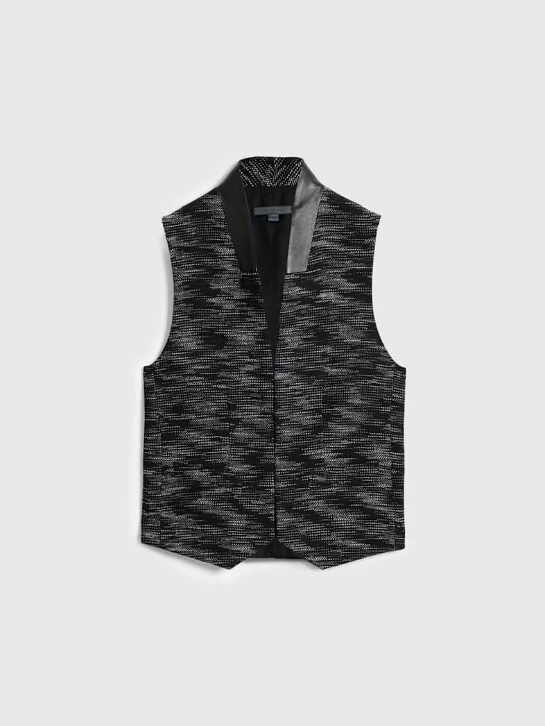 John Varvatos HONE SHAWL COLLAR VEST Outlet Outlet Leather & Outerwear HONE SHAWL COLLAR VEST BLACK/WHITE