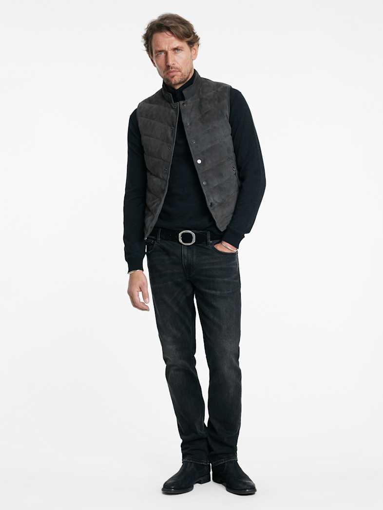 John Varvatos JACKSON VEST Outlet Outlet Leather & Outerwear JACKSON VEST CONCRETE HTR