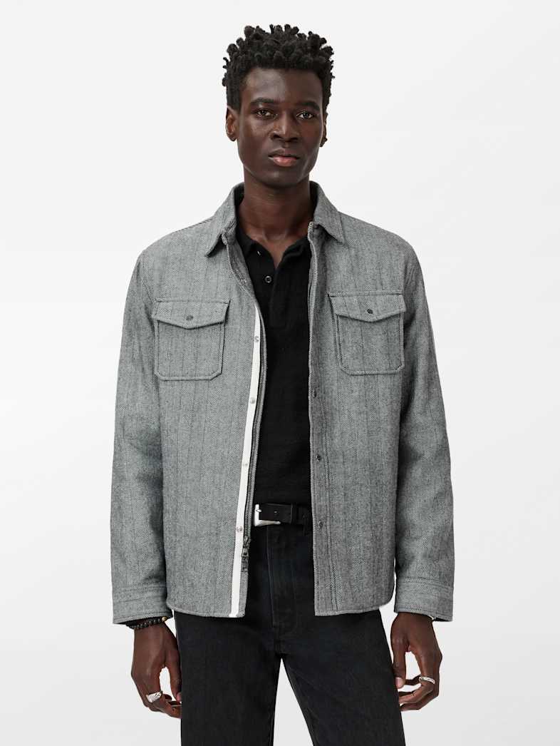John Varvatos JAMESON SHIRT JACKET Clothing Tops Coats And Jackets JAMESON SHIRT JACKET SMOKED PEARL GREY
