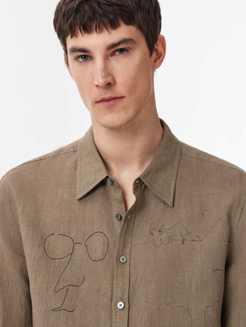 John Varvatos JOHN LENNON BANK STREET ILLUSTRATION SHIRT Clothing Tops Shirts JOHN LENNON BANK STREET ILLUSTRATION SHIRT CELEDON