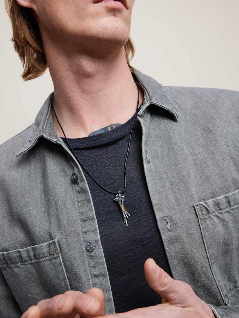 John Varvatos NAIL PENDANT NECKLACE SILVER