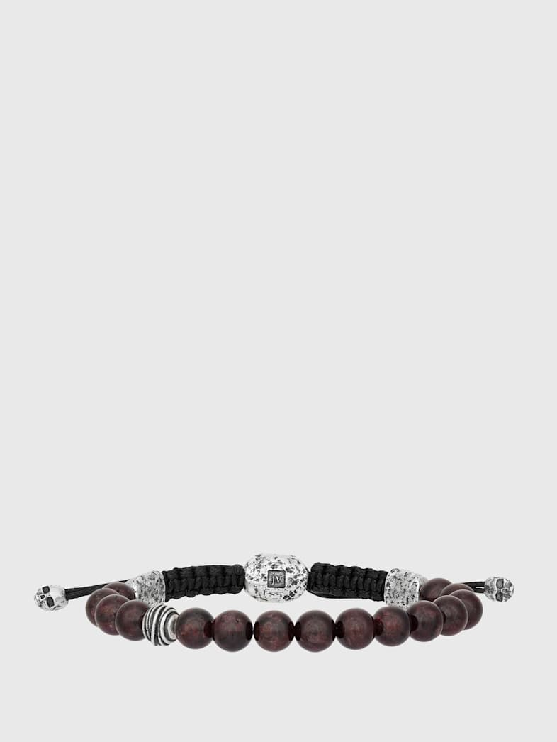 John Varvatos SINGLE-STRAND BEADED BRACELET SILVER