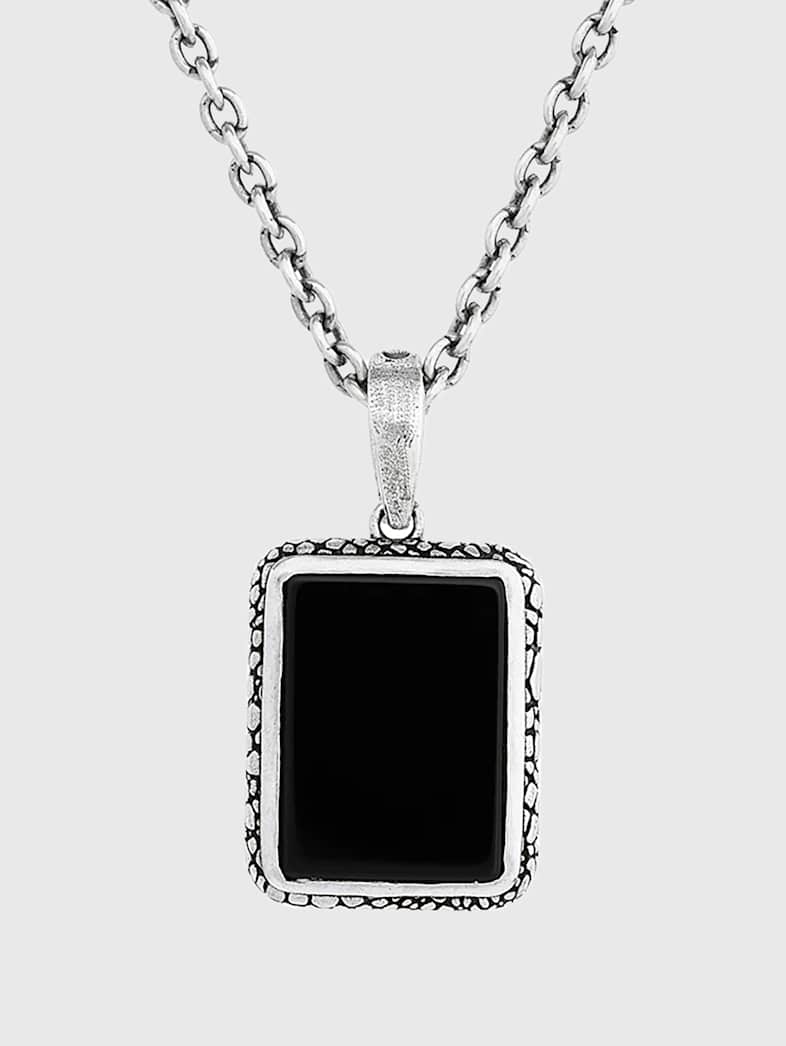 john varvatos SNAKESKIN PENDANT NECKLACE BLACK