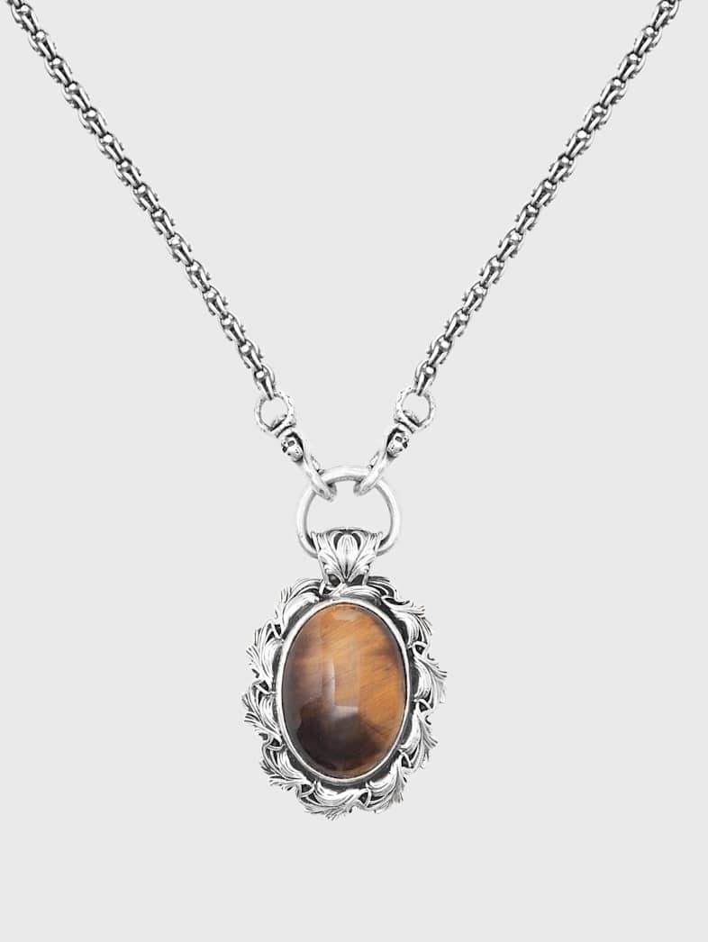 john varvatos TIGERS EYE PENDANT NECKLACE NO COLOR