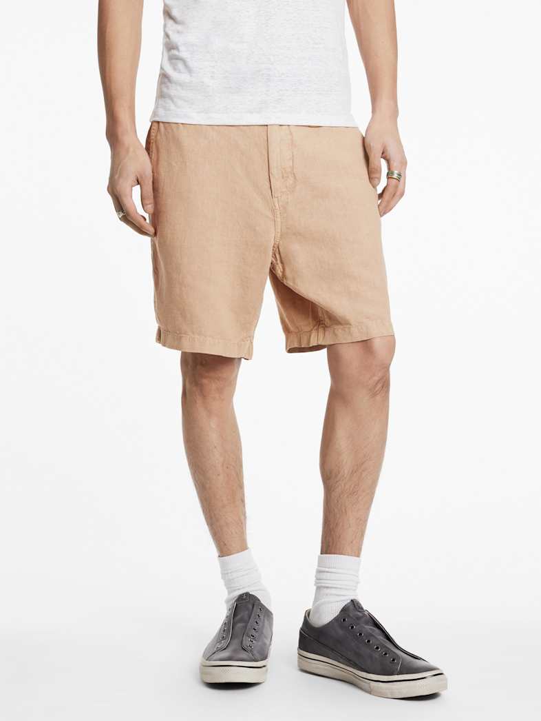 John Varvatos JOHNNY FLAT FRONT SHORTS Clothing Featured JV ESSENTIALS JOHNNY FLAT FRONT SHORTS KHAKI