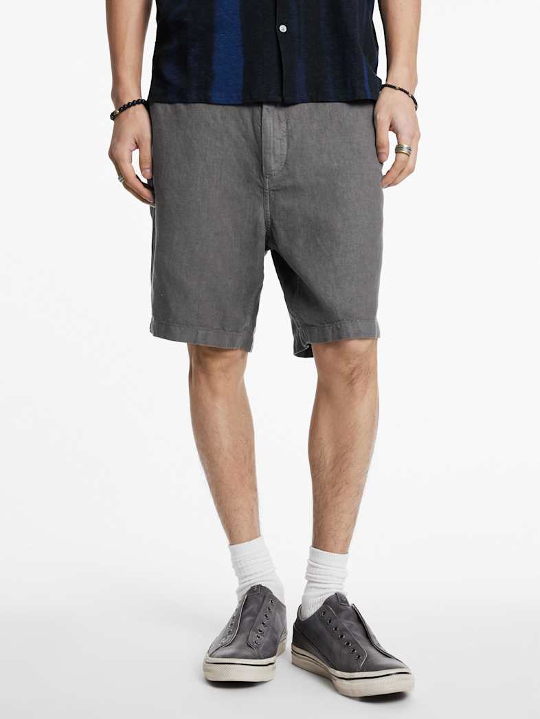 John Varvatos JOHNNY FLAT FRONT SHORTS Clothing Featured JV ESSENTIALS JOHNNY FLAT FRONT SHORTS GREY STONE