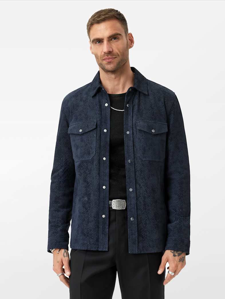 John Varvatos JONAH SHIRT JACKET Leather All Leather Leather Jackets JONAH SHIRT JACKET NAVY