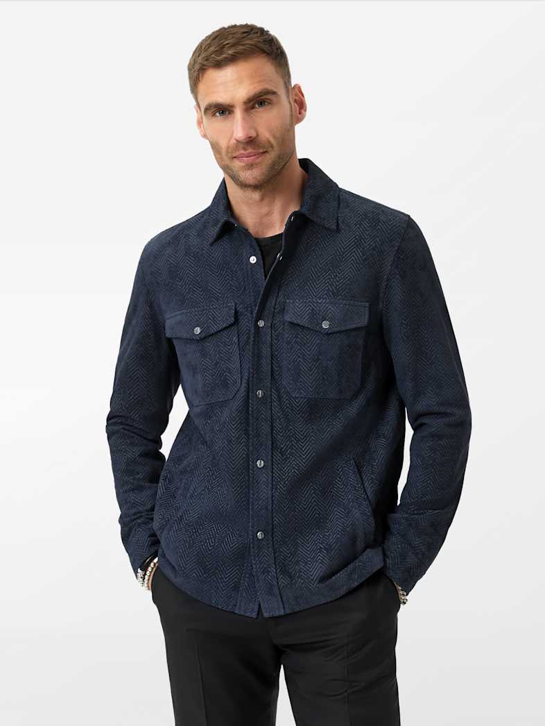 John Varvatos JONAH SHIRT JACKET Leather All Leather Leather Jackets JONAH SHIRT JACKET NAVY