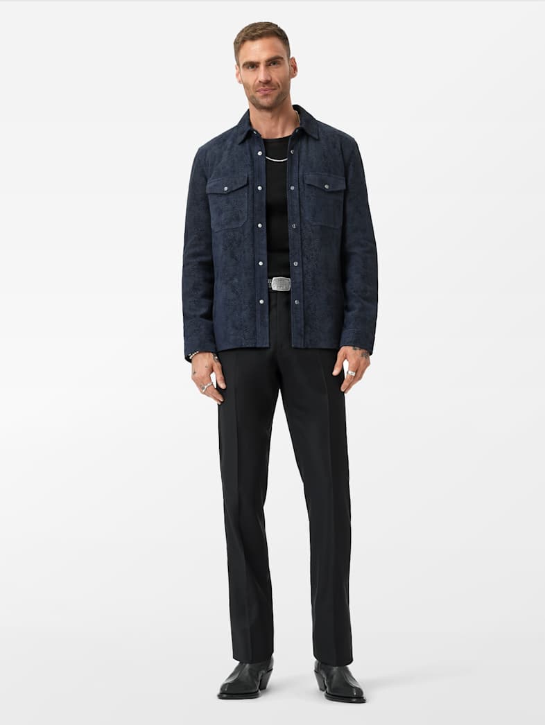 John Varvatos JONAH SHIRT JACKET Leather All Leather Leather Jackets JONAH SHIRT JACKET NAVY