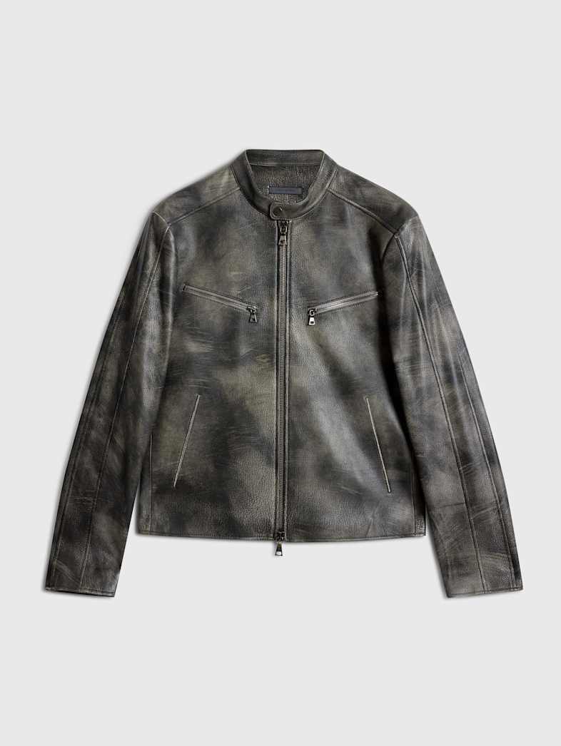 john varvatos KEELER RACER JACKET Outlet Outlet Leather & Outerwear KEELER RACER JACKET CARBON