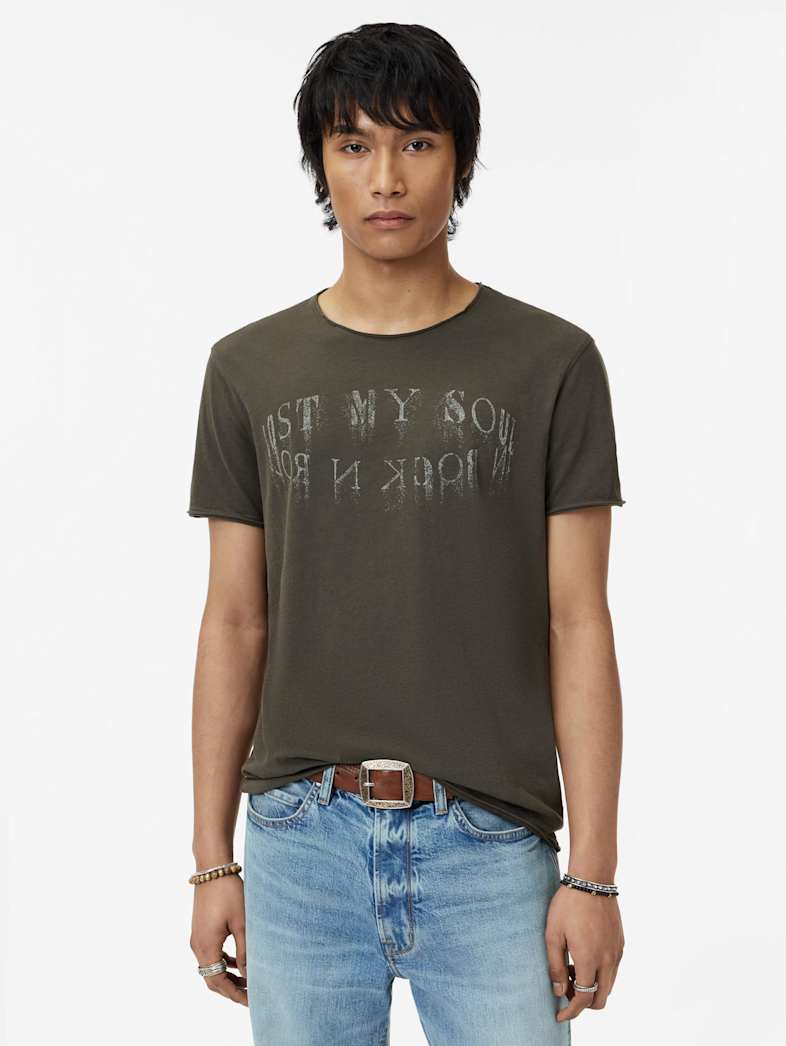 John Varvatos LOST MY SOUL TEE Clothing Tops Graphic Tees LOST MY SOUL TEE CELEDON