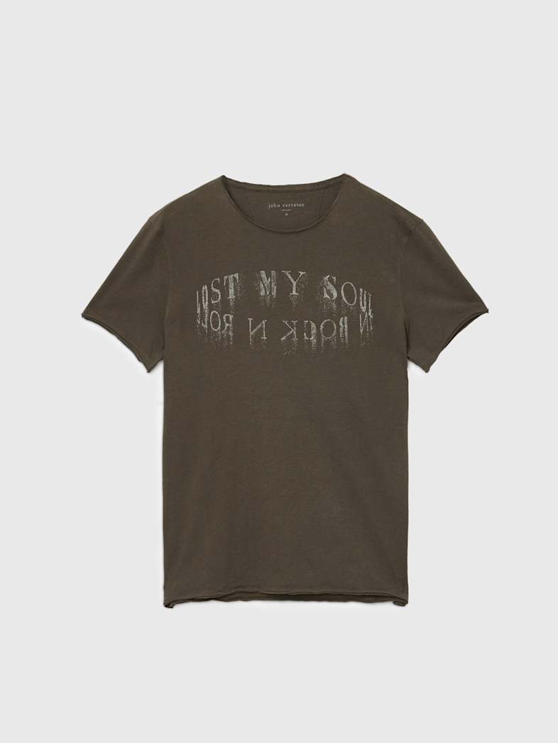 john varvatos LOST MY SOUL TEE Clothing Tops Graphic Tees LOST MY SOUL TEE CELEDON