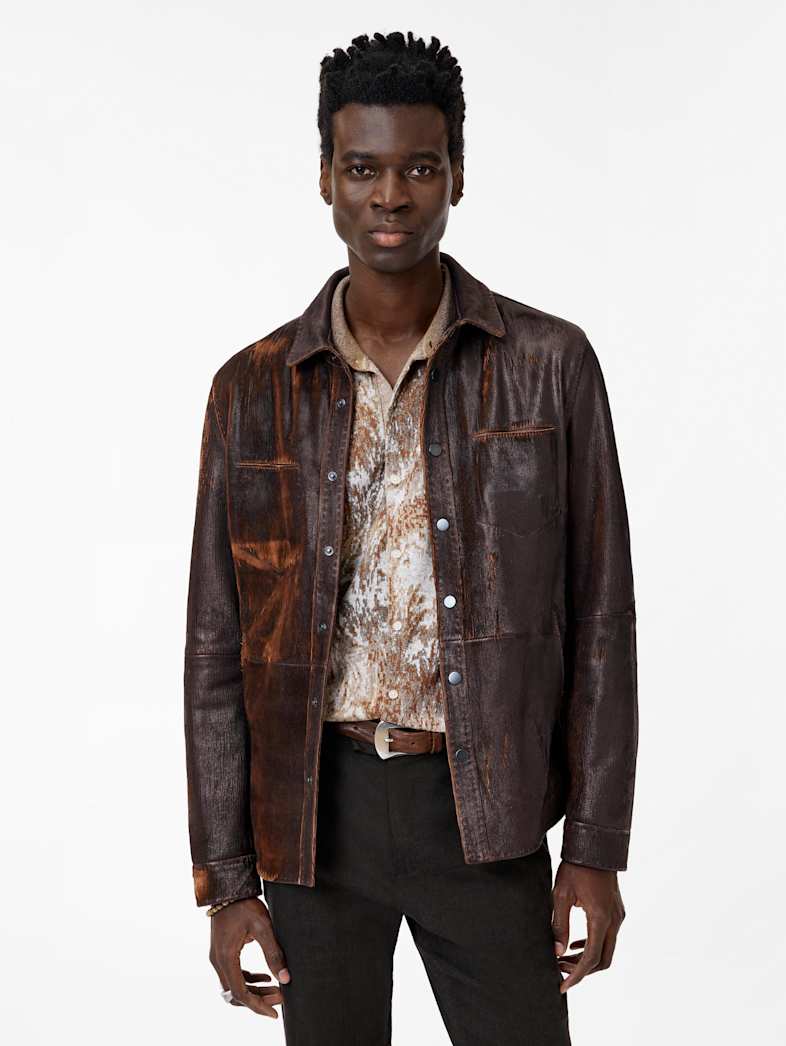 John Varvatos LOTTIE SHIRT JACKET Leather All Leather Leather Jackets LOTTIE SHIRT JACKET POP RED