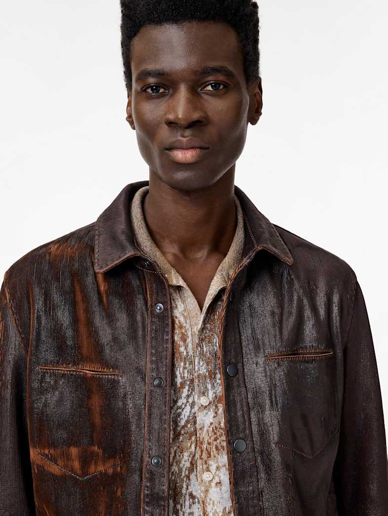 John Varvatos LOTTIE SHIRT JACKET Leather All Leather Leather Jackets LOTTIE SHIRT JACKET POP RED