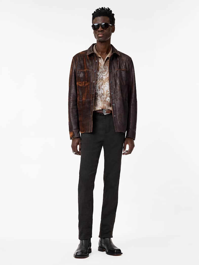 John Varvatos LOTTIE SHIRT JACKET Leather All Leather Leather Jackets LOTTIE SHIRT JACKET POP RED