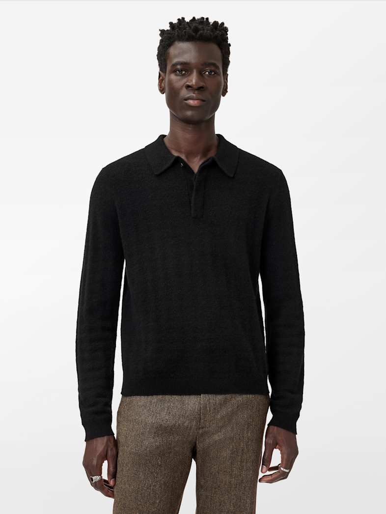John Varvatos MACRA POLO Clothing Tops Sweaters MACRA POLO BLACK
