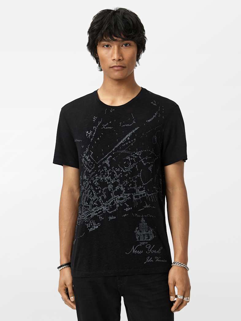 John Varvatos MAP TEE Clothing Tops Graphic Tees MAP TEE BLACK