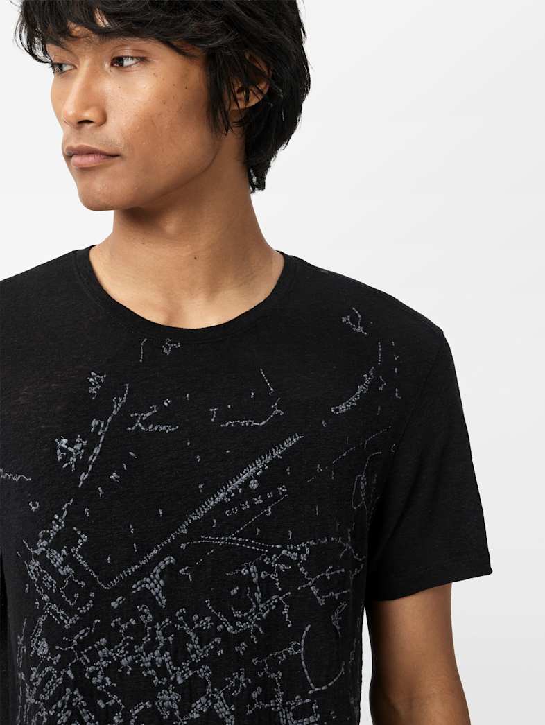 John Varvatos MAP TEE Clothing Tops Graphic Tees MAP TEE BLACK