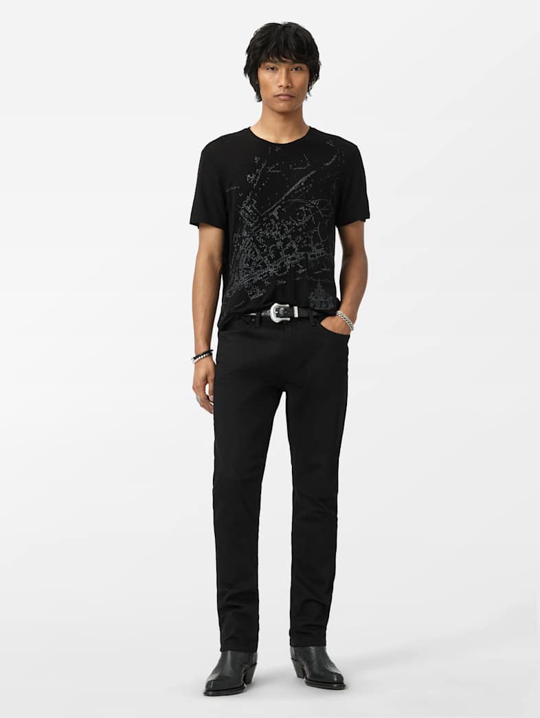 John Varvatos MAP TEE Clothing Tops Graphic Tees MAP TEE BLACK