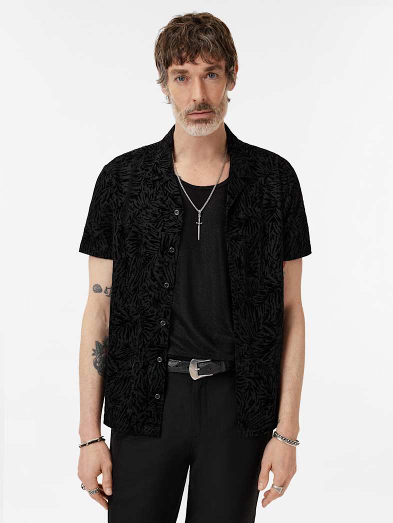 John Varvatos MATERA CAMP SHIRT Clothing Tops Shirts MATERA CAMP SHIRT BLACK