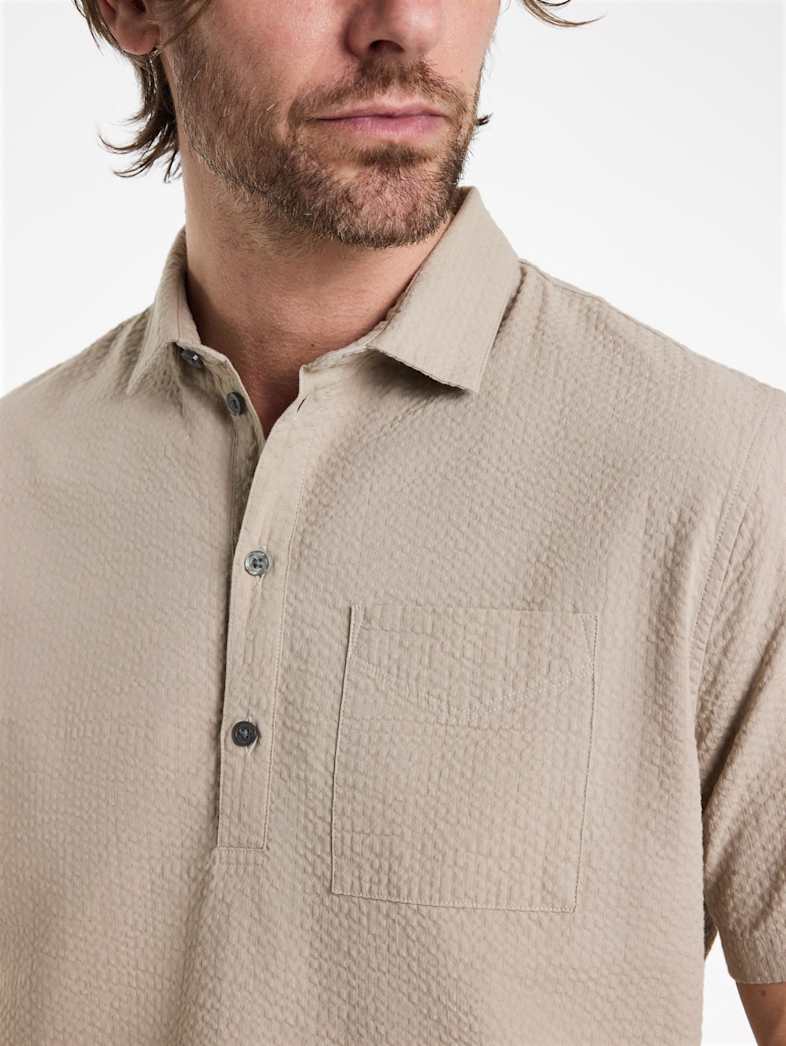 John Varvatos MAURICE POPOVER SHIRT Outlet Outlet Tops MAURICE POPOVER SHIRT PEBBLE