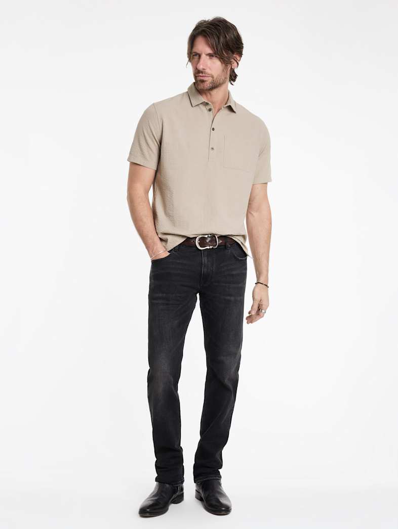 John Varvatos MAURICE POPOVER SHIRT Outlet Outlet Tops MAURICE POPOVER SHIRT PEBBLE