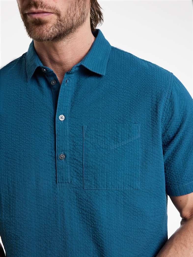 John Varvatos MAURICE POPOVER SHIRT Outlet Outlet Tops MAURICE POPOVER SHIRT DK BLU/WHT
