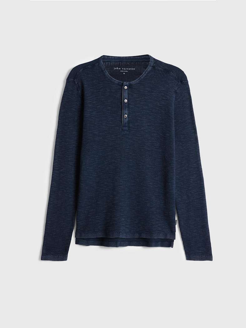 john varvatos MEMPHIS WAFFLE HENLEY Clothing Featured JV ESSENTIALS MEMPHIS WAFFLE HENLEY NAVY
