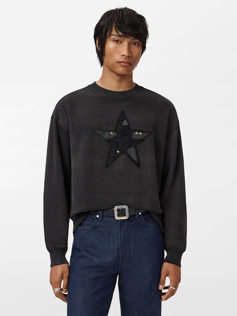 John Varvatos MENDED STAR CREW Clothing Tops Graphic Tees MENDED STAR CREW BLACK