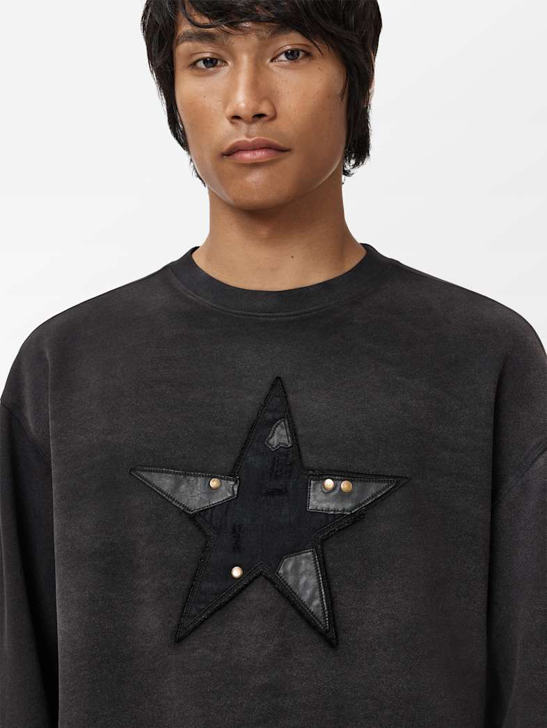 John Varvatos MENDED STAR CREW Clothing Tops Graphic Tees MENDED STAR CREW BLACK