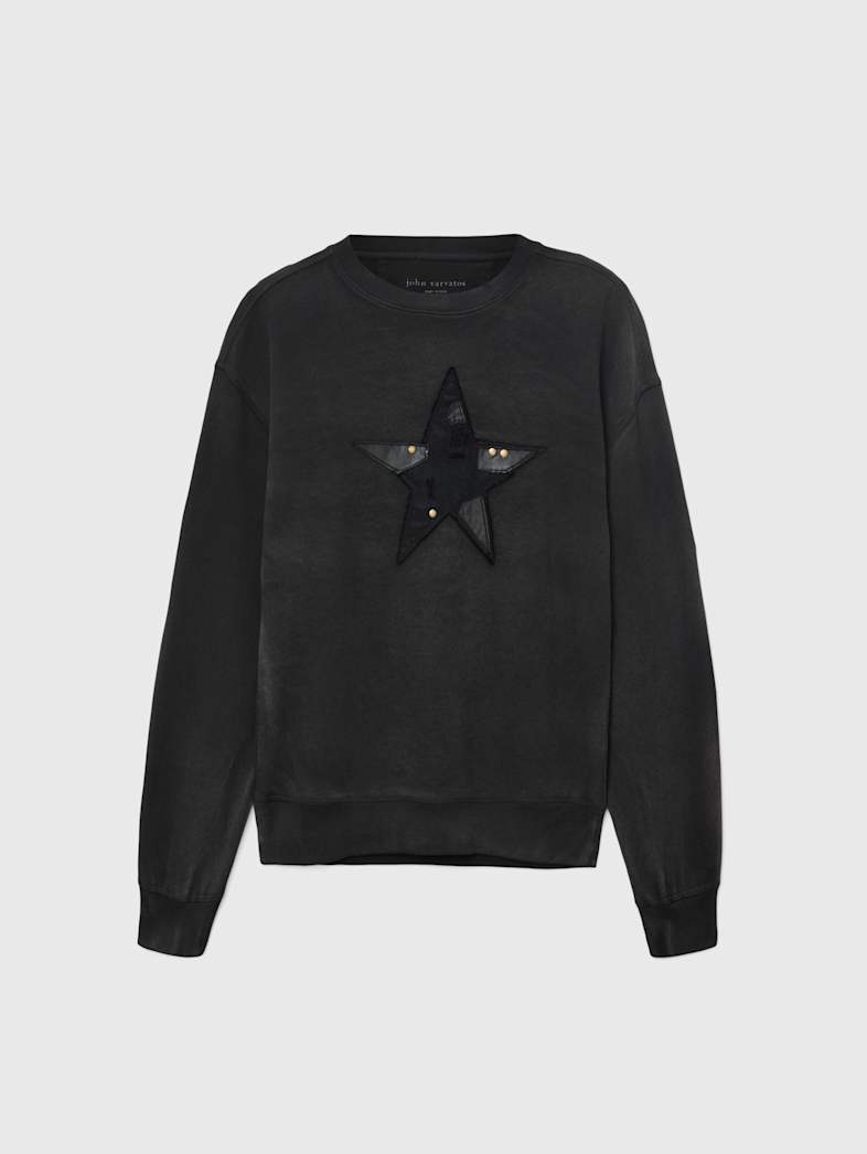 john varvatos MENDED STAR CREW Clothing Tops Graphic Tees MENDED STAR CREW BLACK
