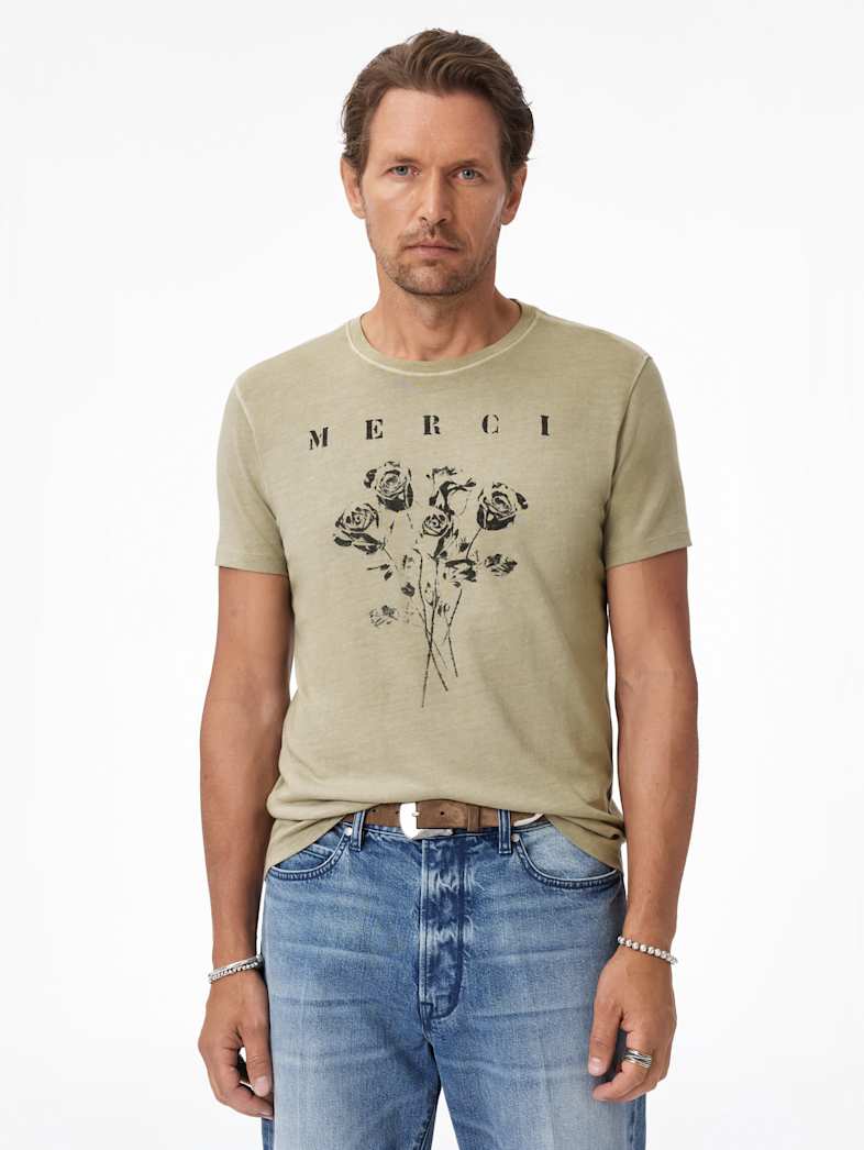 John Varvatos MERCI TEE Clothing Tops Graphic Tees MERCI TEE HAZE