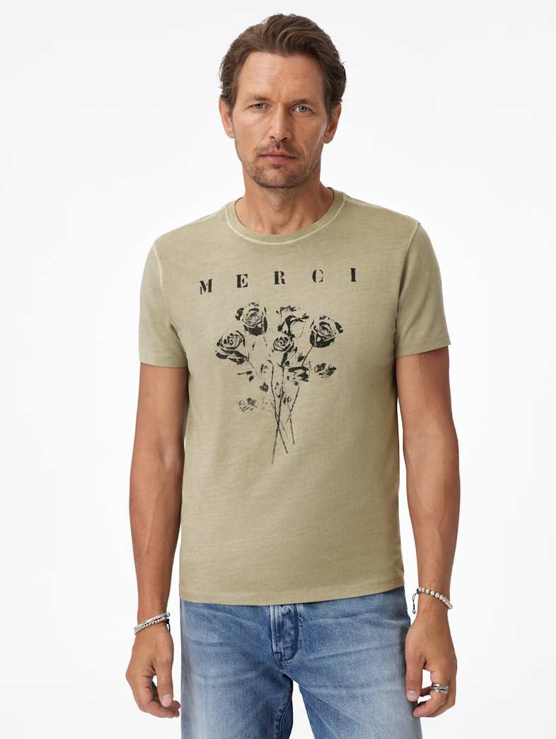 John Varvatos MERCI TEE Clothing Tops Graphic Tees MERCI TEE HAZE