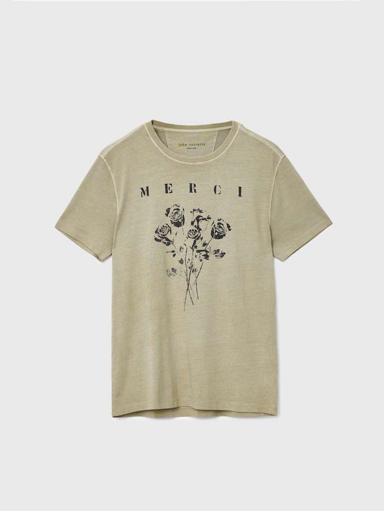 john varvatos MERCI TEE Clothing Tops Graphic Tees MERCI TEE HAZE