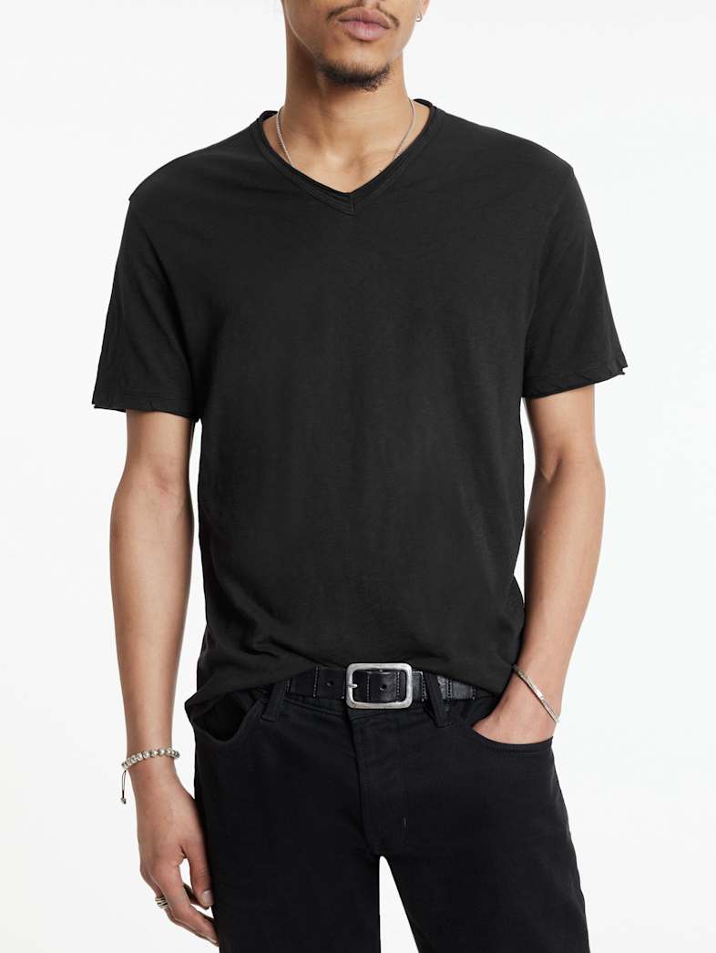John Varvatos MILES V-NECK Clothing Featured JV ESSENTIALS MILES V NECK BLACK