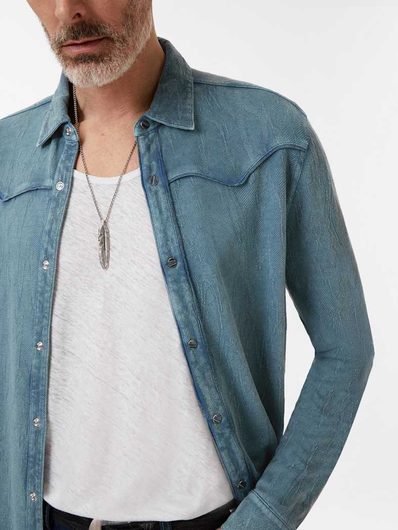 John Varvatos MINER WESTERN SHIRT Clothing Tops Shirts MINER WESTERN SHIRT DEMIN HTHR