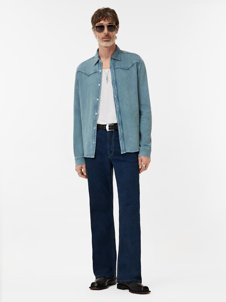 John Varvatos MINER WESTERN SHIRT Clothing Tops Shirts MINER WESTERN SHIRT DEMIN HTHR