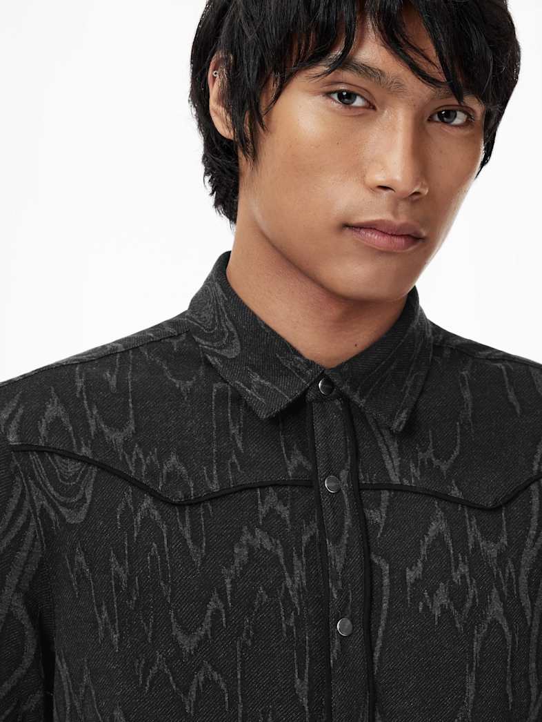 John Varvatos MINER WESTERN SHIRT Clothing Tops Shirts MINER WESTERN SHIRT BLACK