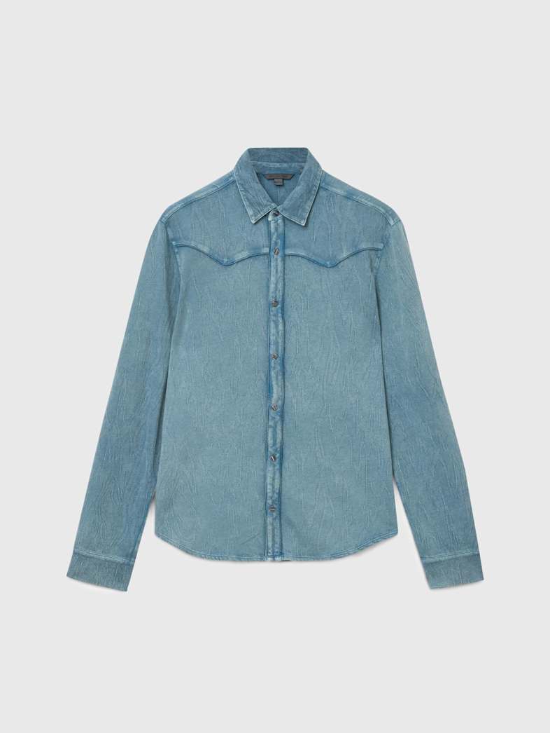 john varvatos MINER WESTERN SHIRT Clothing Tops Shirts MINER WESTERN SHIRT DEMIN HTHR