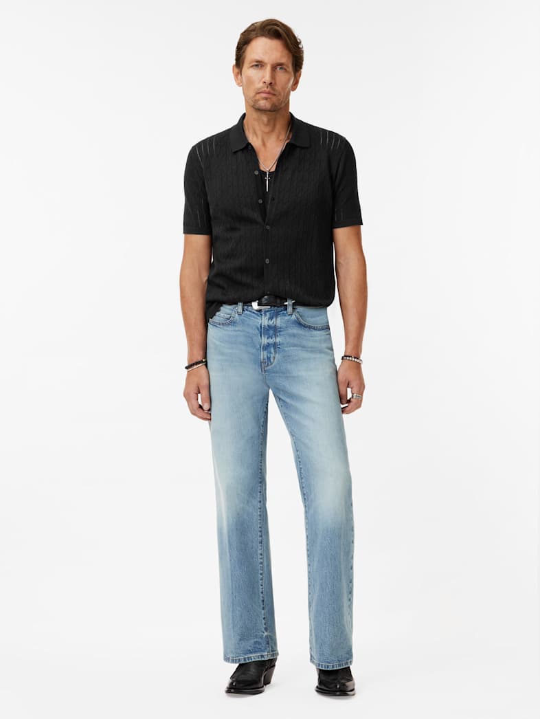 John Varvatos MOORE SHIRT Clothing Tops Sweaters MOORE SHIRT BLACK