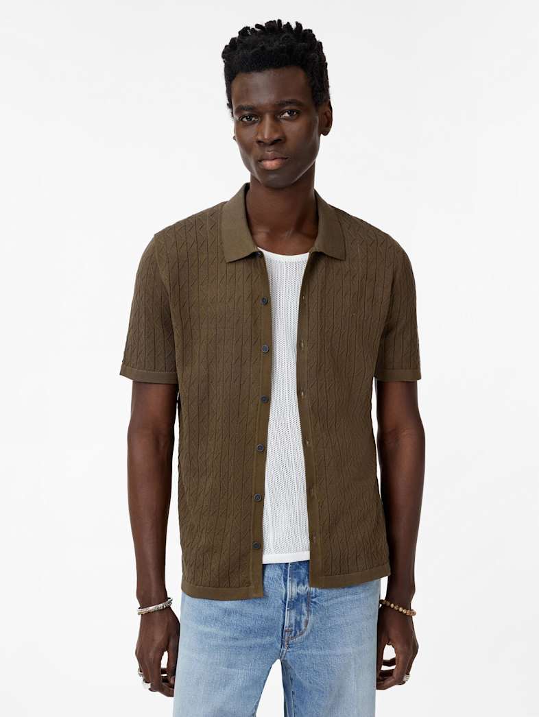 John Varvatos MOORE SHIRT Clothing Tops Sweaters MOORE SHIRT CELEDON