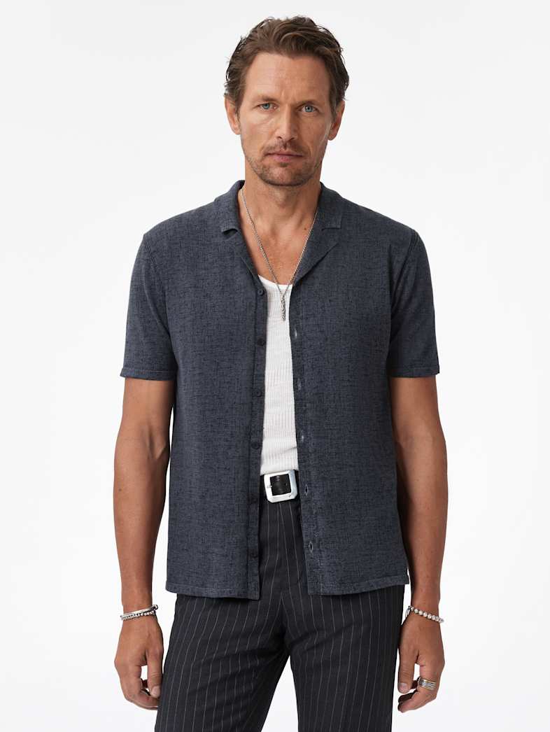 John Varvatos NAYEEM CAMP Clothing Tops Shirts NAYEEM CAMP BLK CORD