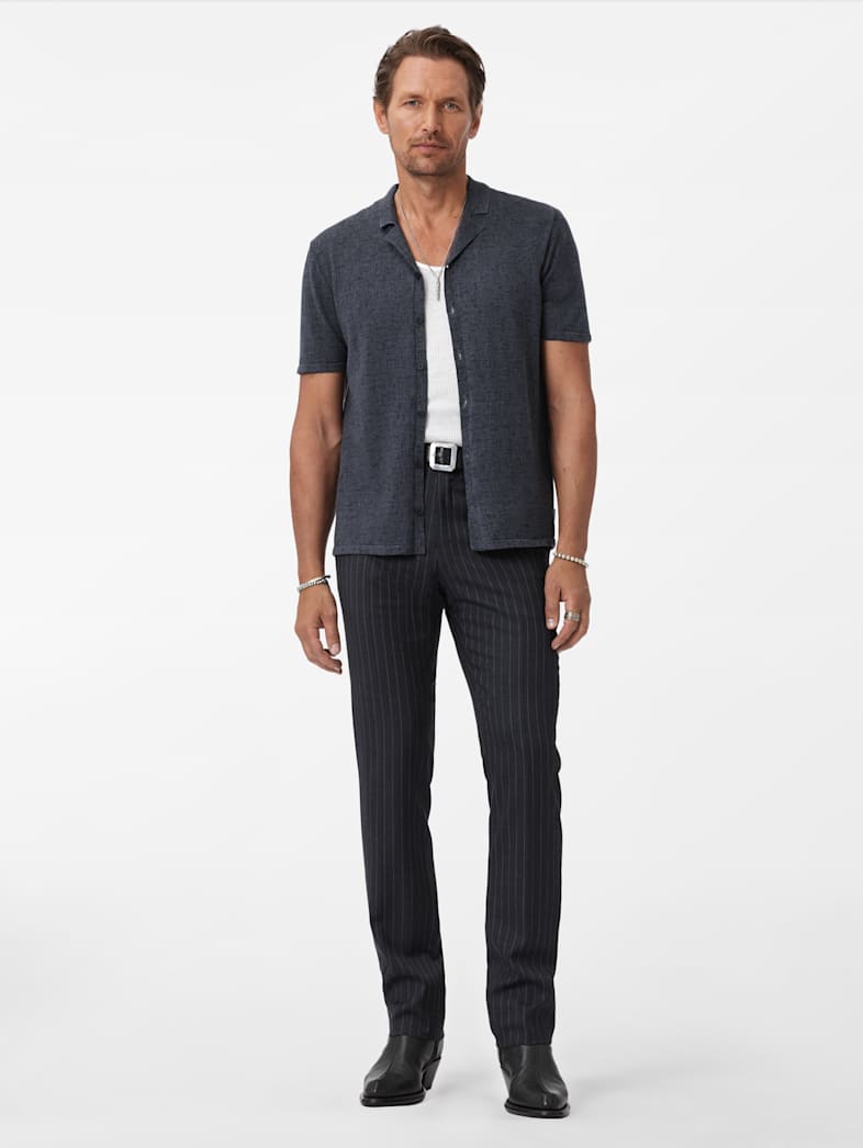 John Varvatos NAYEEM CAMP Clothing Tops Shirts NAYEEM CAMP BLK CORD