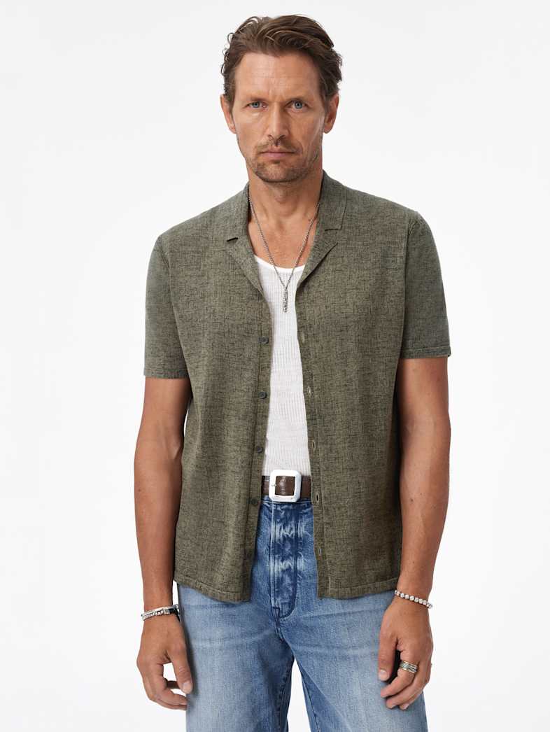 John Varvatos NAYEEM CAMP Clothing Tops Shirts NAYEEM CAMP SAGE BRUSH