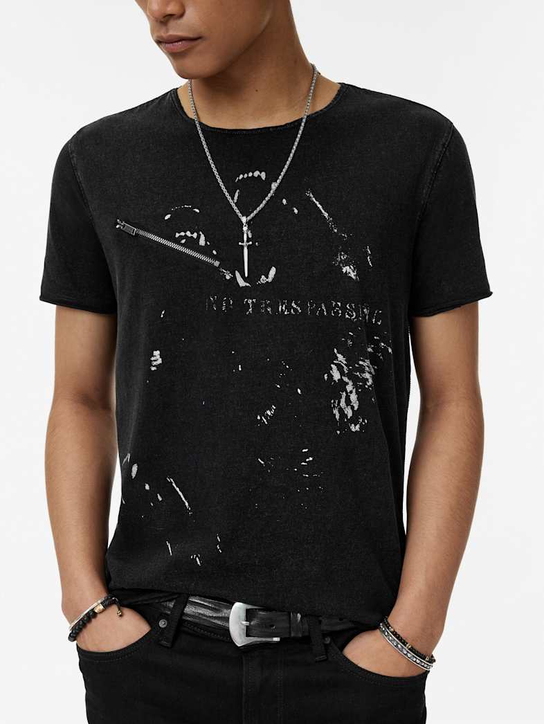 John Varvatos NO TRESSPASSING TEE Clothing Tops Graphic Tees NO TRESSPASSING TEE BLACK