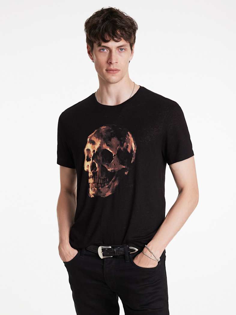 John Varvatos OIL SKULL TEE Outlet Outlet Tops OIL SKULL TEE BLACK