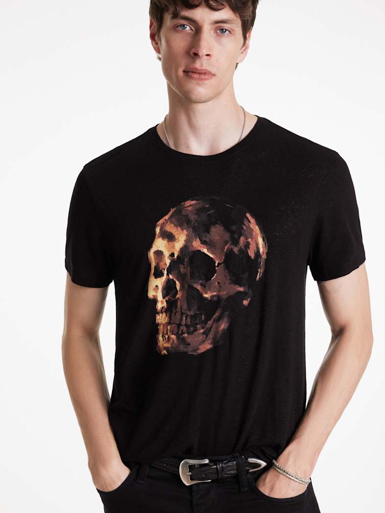 John Varvatos OIL SKULL TEE Outlet Outlet Tops OIL SKULL TEE BLACK