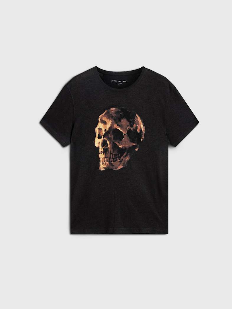 john varvatos OIL SKULL TEE Outlet Outlet Tops OIL SKULL TEE BLACK