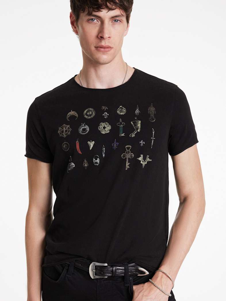 John Varvatos PENDANTS TEE Outlet Outlet Tops PENDANTS TEE BLACK