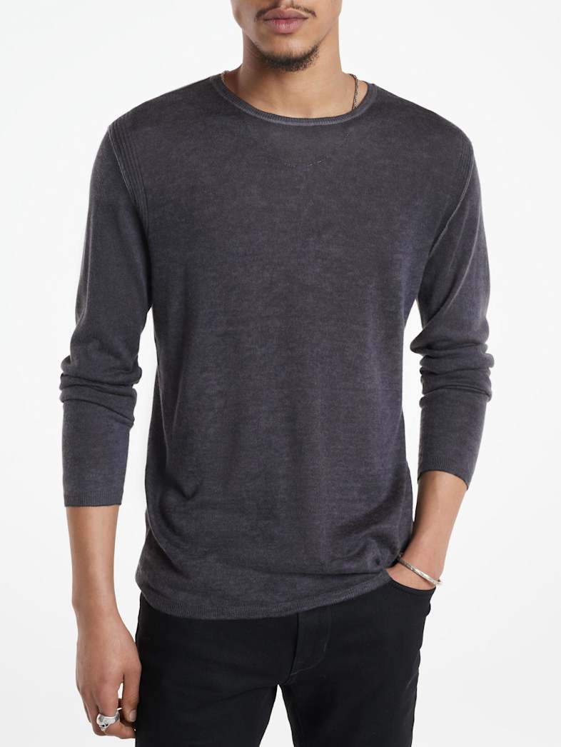 John Varvatos PETE CREW NECK SWEATER Clothing Featured JV ESSENTIALS PETE CREW NECK SWEATER MED GREY